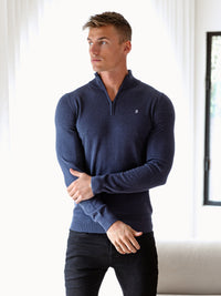 Oxbridge 1/4 Zip Jumper - True Navy