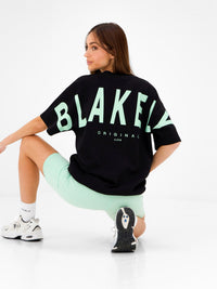 Isabel Oversized T-Shirt - Black & Pastel Green
