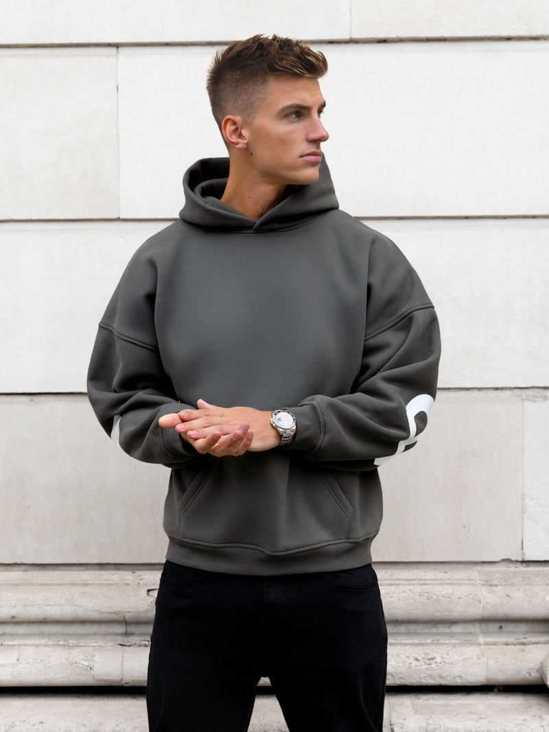 Idris Oversized Hoodie - Khaki Grey