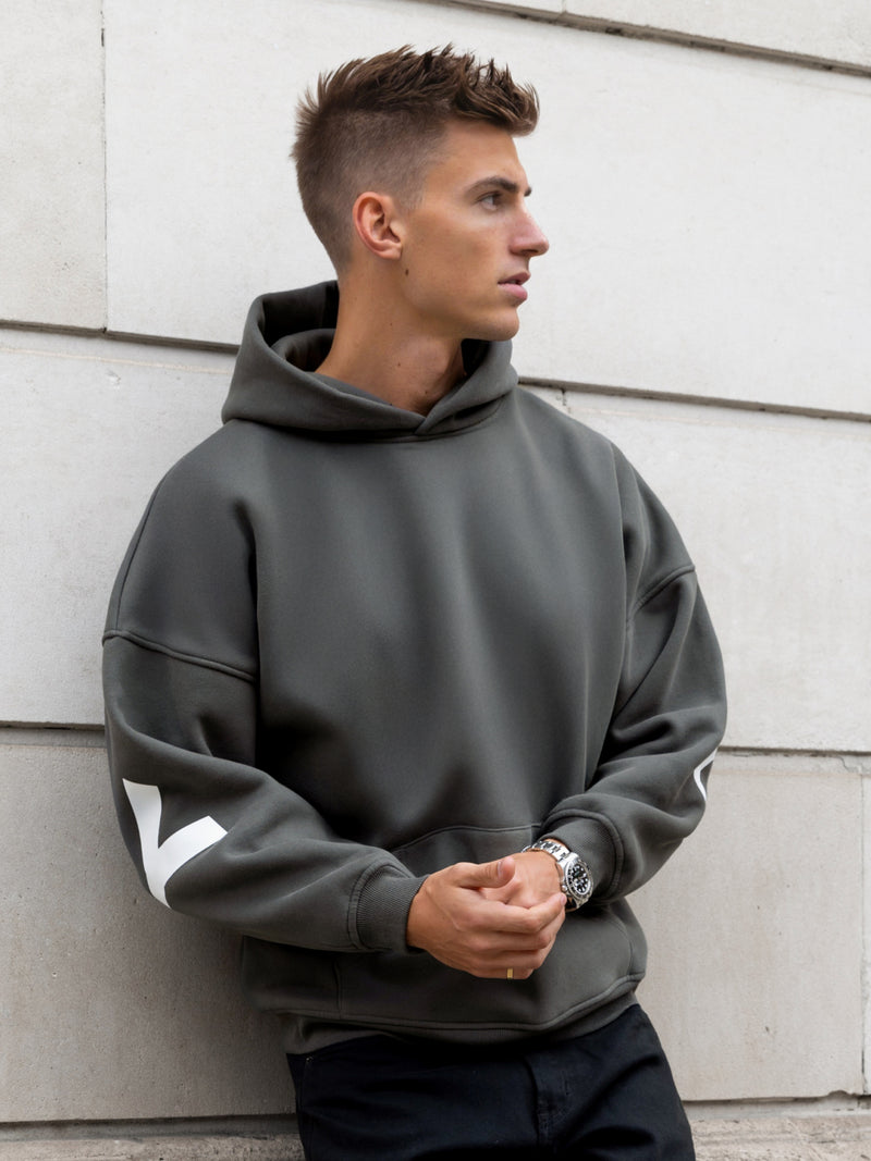 Idris Oversized Hoodie - Khaki Grey