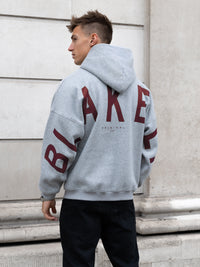 Idris Oversized Hoodie - Marl Grey & Maroon Red