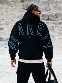 Embroidered Idris Oversized Hoodie - Electric Blue