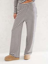 Sadie Stripe Wide Leg Trousers - Charcoal Stripe