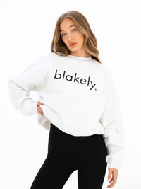 Logo Oversized Jumper - Marl White