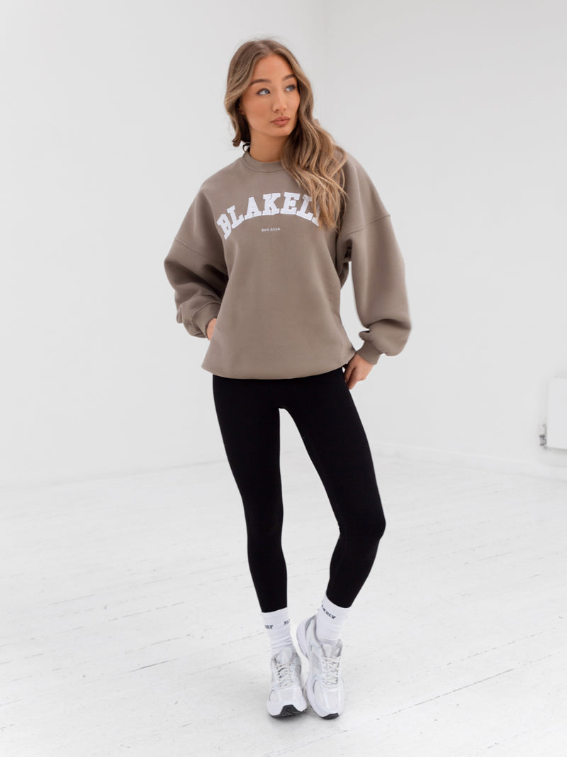 Varsity Oversized Jumper - Light Beige