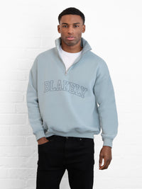 Outline Varsity 1/4 Zip Up Jumper - Mineral Blue