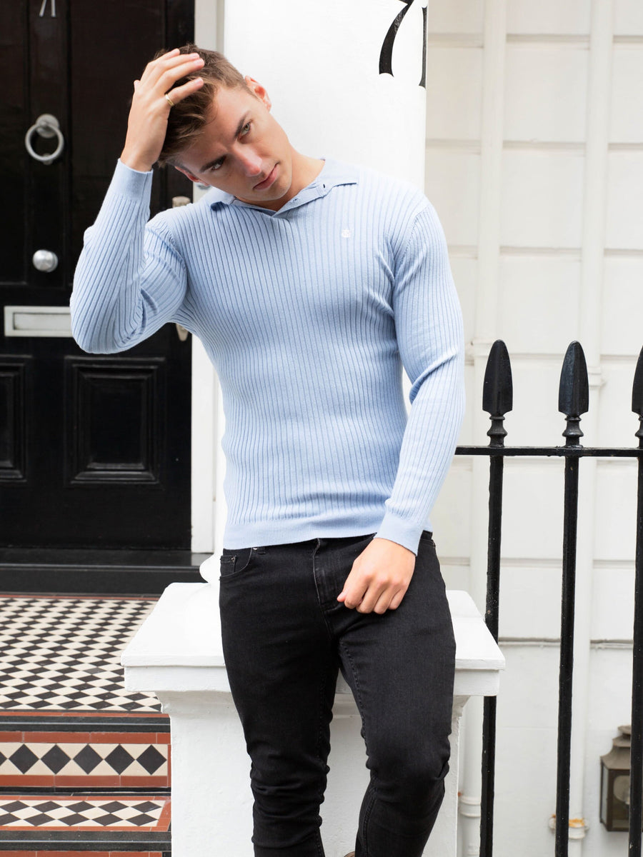 Light blue sweater outfit mens sale