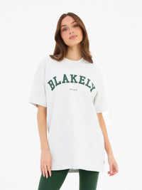 Varsity Oversized T-Shirt - Marl White & Deep Green