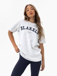 Varsity Oversized T-Shirt - Marl White & True Navy