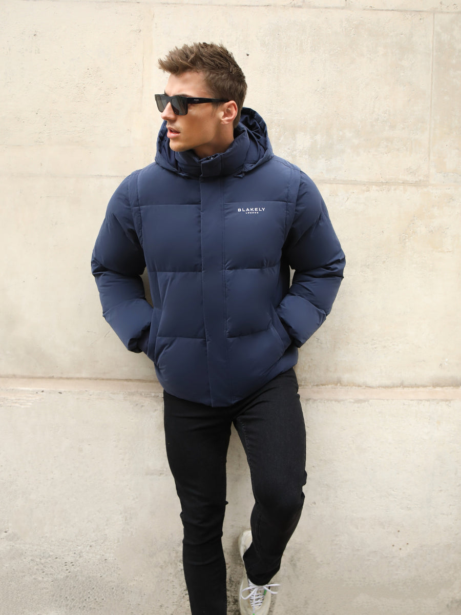 Mens navy blue outlet puffer jacket