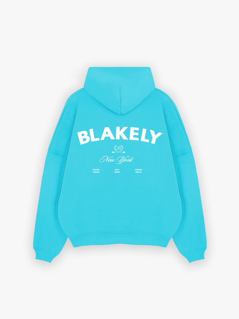 NY Crest Relaxed Hoodie - Aqua