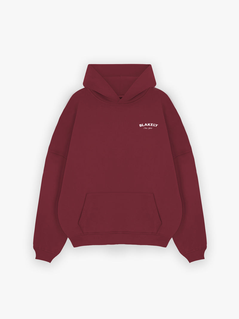 NY Crest Relaxed Hoodie - Classic Burgundy