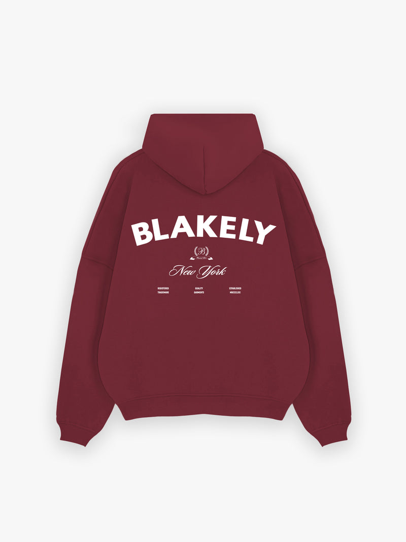 NY Crest Relaxed Hoodie - Classic Burgundy
