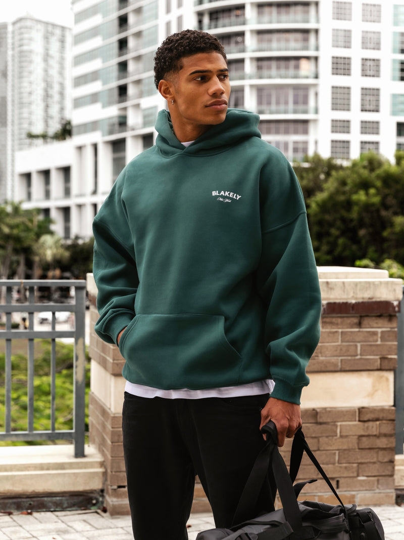NY Crest Relaxed Hoodie - Pine Green