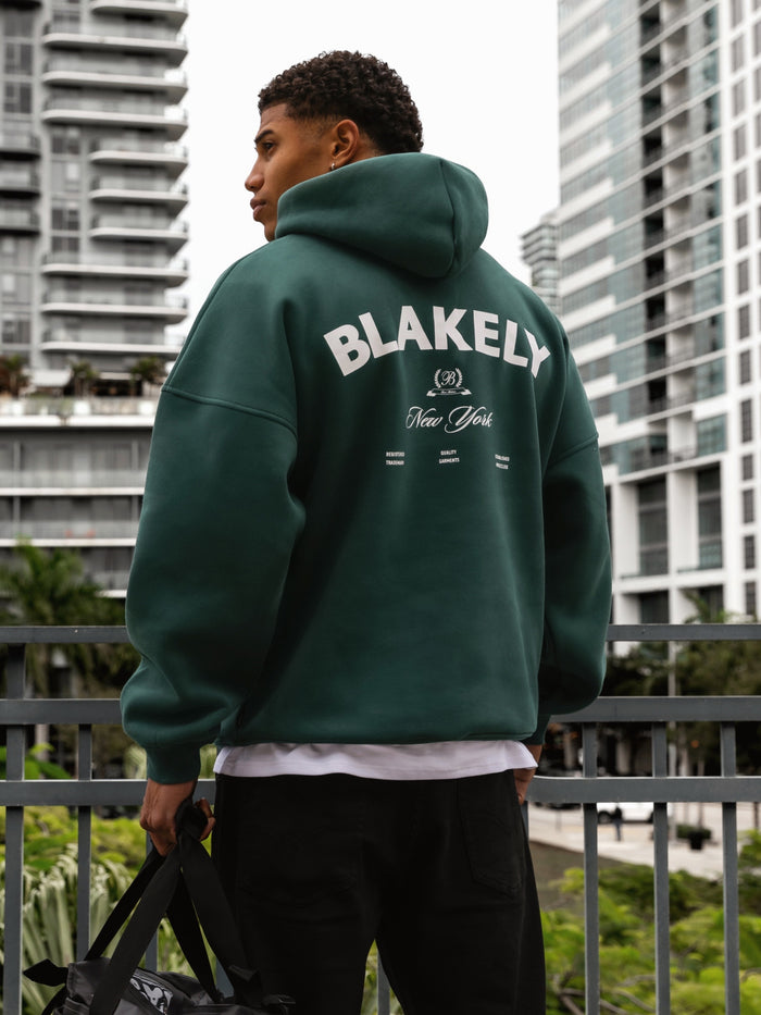 NY Crest Relaxed Hoodie - Pine Green