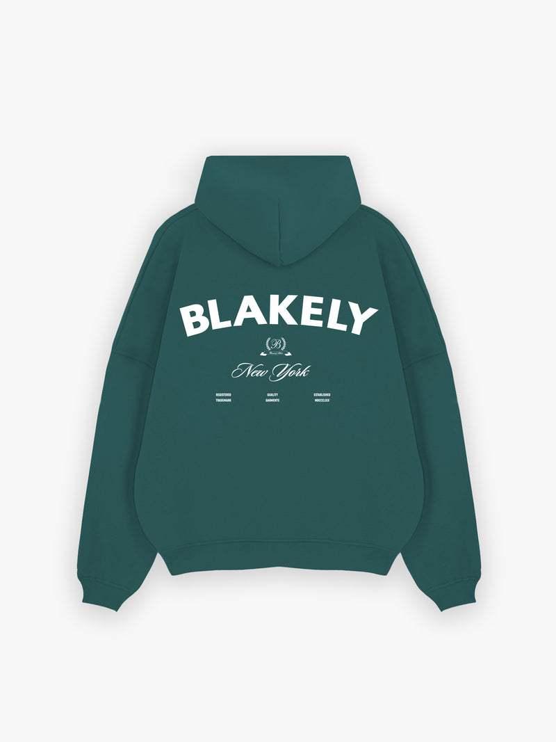NY Crest Relaxed Hoodie - Pine Green