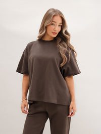 Blakely Basic Boxy Oversized T-Shirt - Cocoa Brown