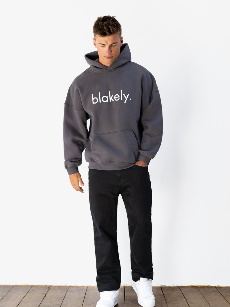 Logo Relaxed Hoodie - Charcoal