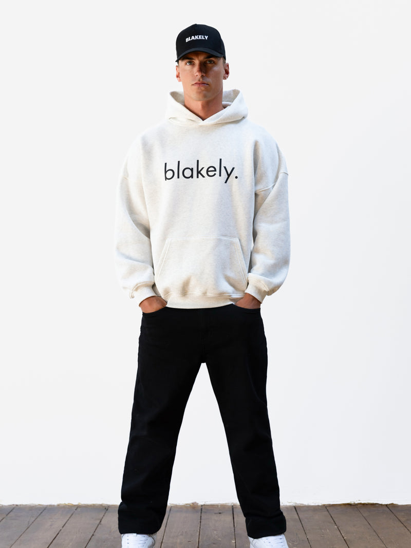 Logo Relaxed Hoodie - Marl White