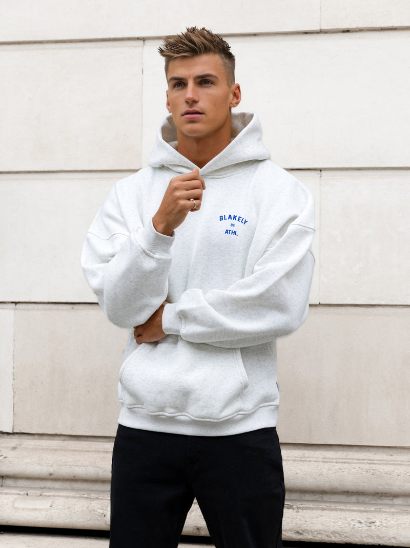 Niko Relaxed Hoodie - Marl White & Cobalt Blue