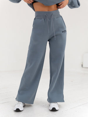 Varsity Wide Leg Sweatpants - Blue
