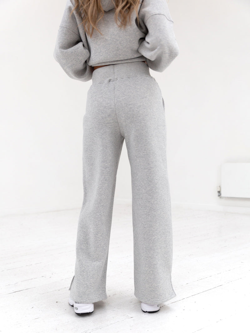 Varsity Wide Leg Sweatpants - Marl Grey