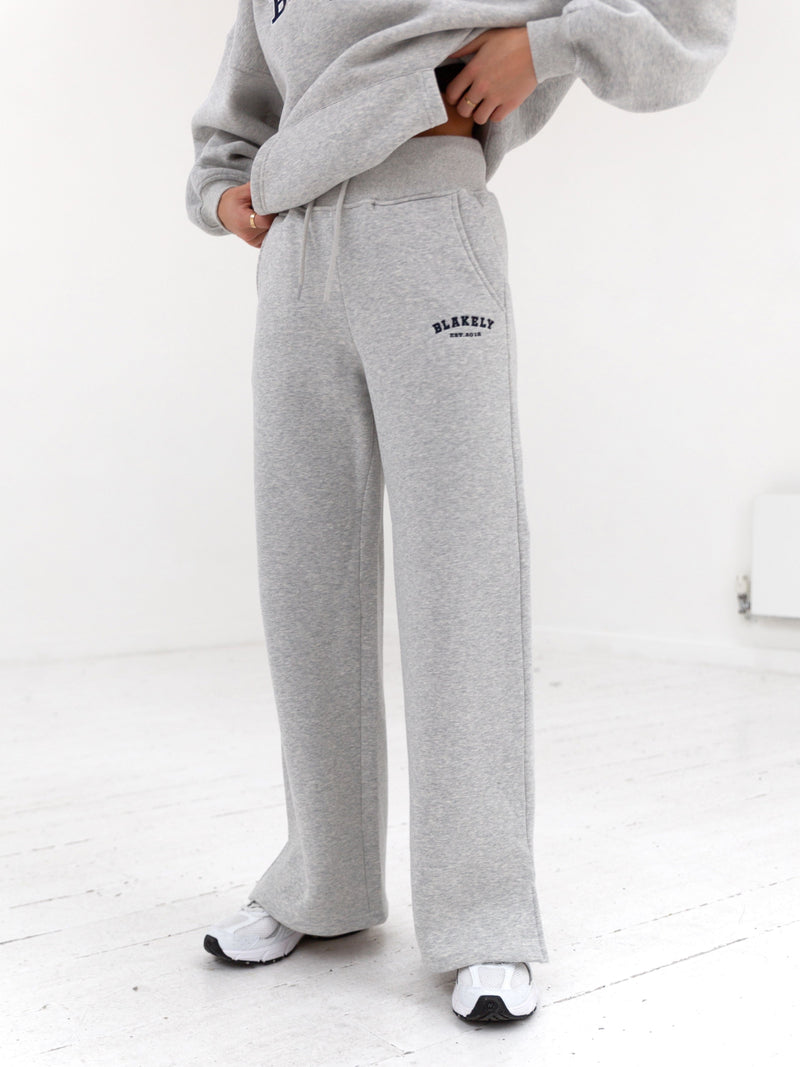 Varsity Wide Leg Sweatpants - Marl Grey