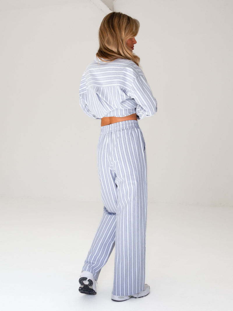 Elena Stripe Trousers - Blue