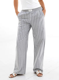 Elena Stripe Trousers - Grey