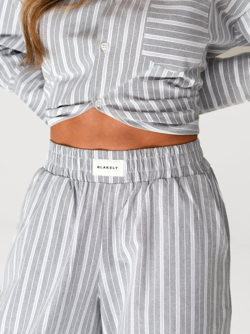 Elena Stripe Trousers - Grey