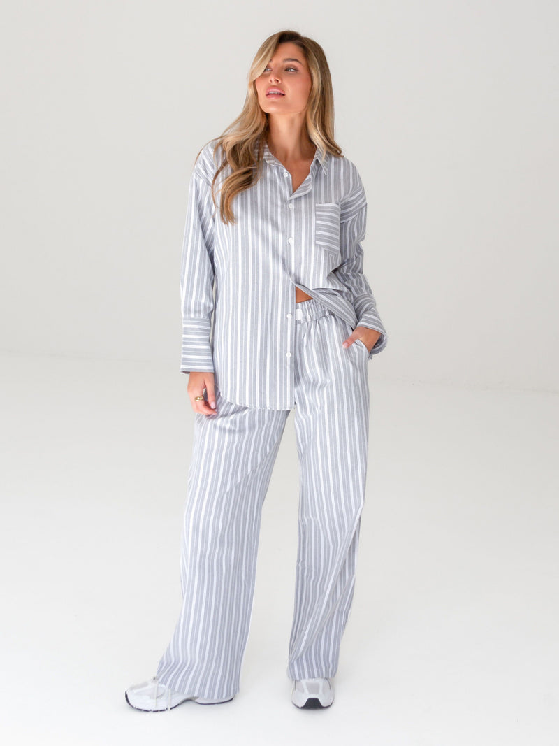 Elena Stripe Trousers - Grey