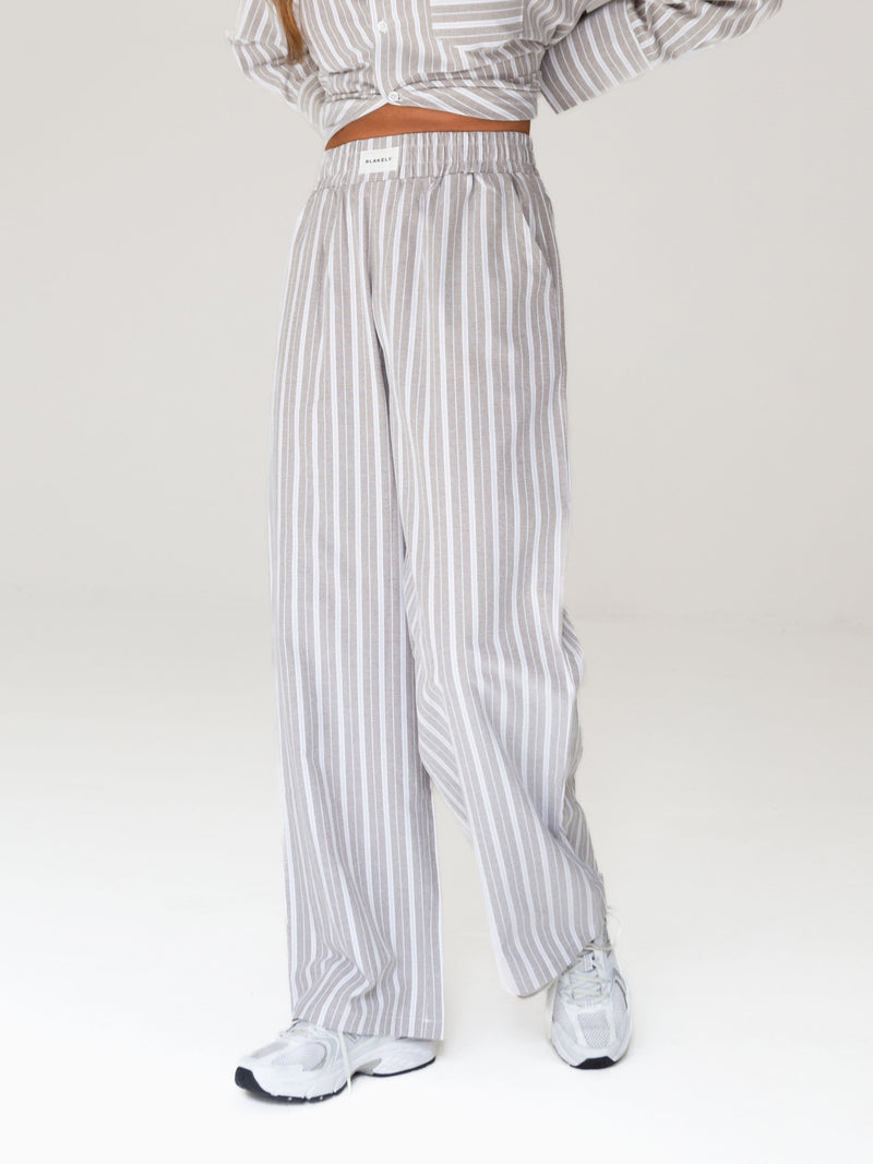 Elena Stripe Trousers - Light Brown