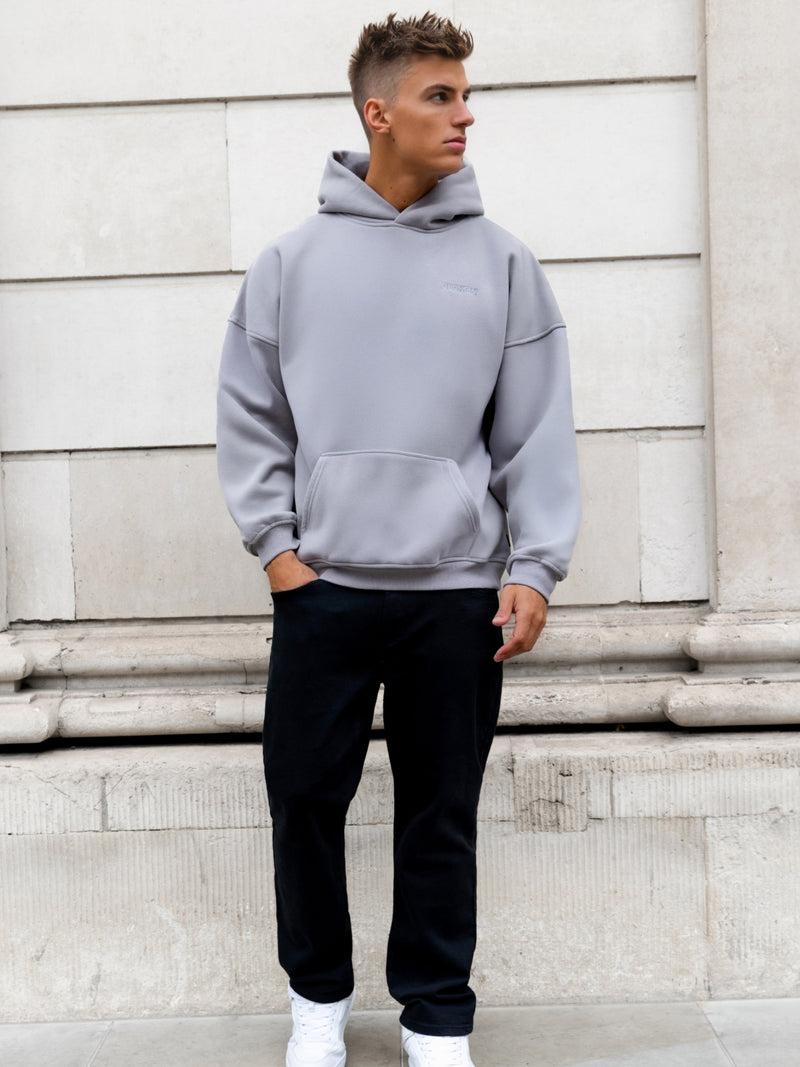 Rhys Relaxed Hoodie - Mid Grey