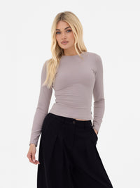 Lucia Long Sleeve Top - Pebble