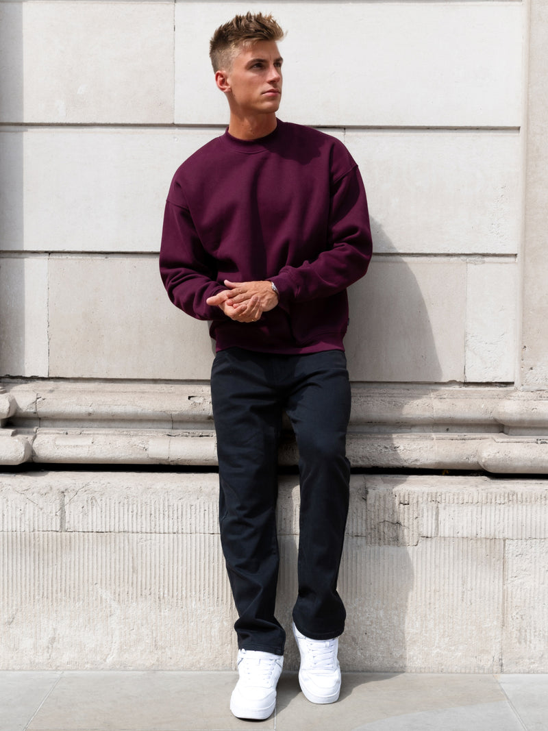 Declan Relaxed Jumper - Burgundy