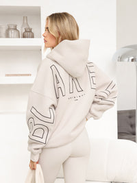 Embroidered Isabel Oversized Hoodie - Soft Taupe