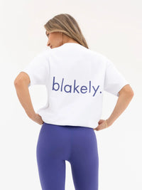 Thea Oversized T-Shirt - White & Bold Purple