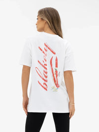 Sloane Oversized T-Shirt - White & Bright Red