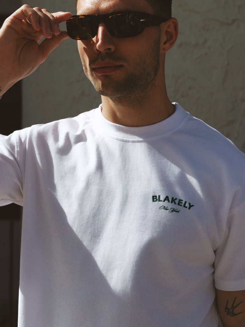 Crest Relaxed T-Shirt - White & Pine Green