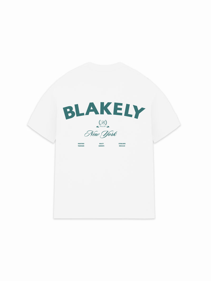Crest Relaxed T-Shirt - White & Pine Green