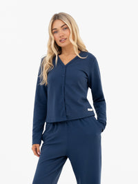 Soft Waffle Cardigan - Blue