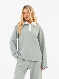 Soft Waffle Rugby Shirt - Sage Green