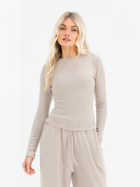 Ebony Long Sleeve Top - Light Stone