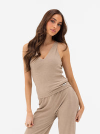 Nellie Vest Top - Marl Beige