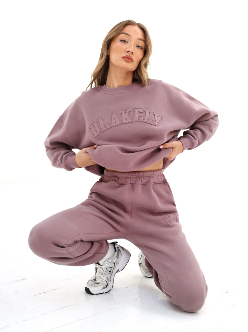Tonal Varsity Oversized Jumper - Soft Mauve