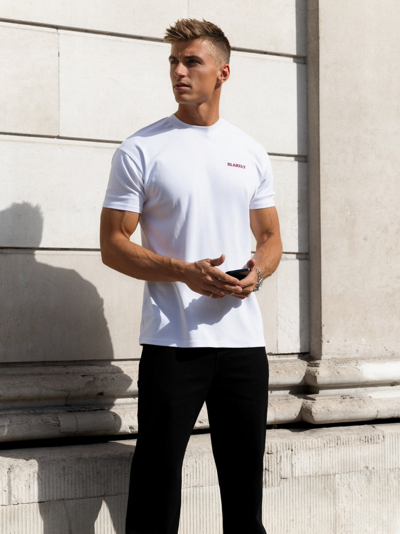 Rhys Relaxed T-Shirt - White & Burgundy