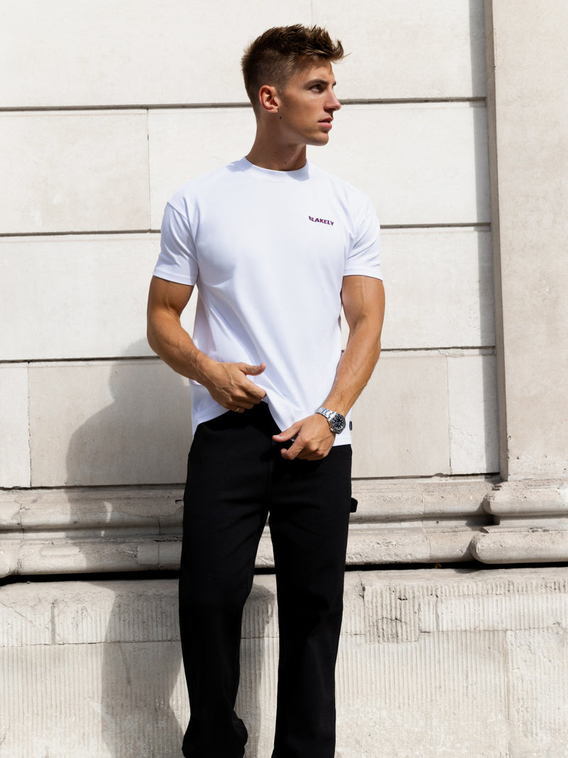 Rhys Relaxed T-Shirt - White & Burgundy