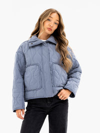 Ariana Quilted Jacket - Dusty Blue