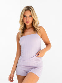 Aria Pointelle Top - Pastel Purple