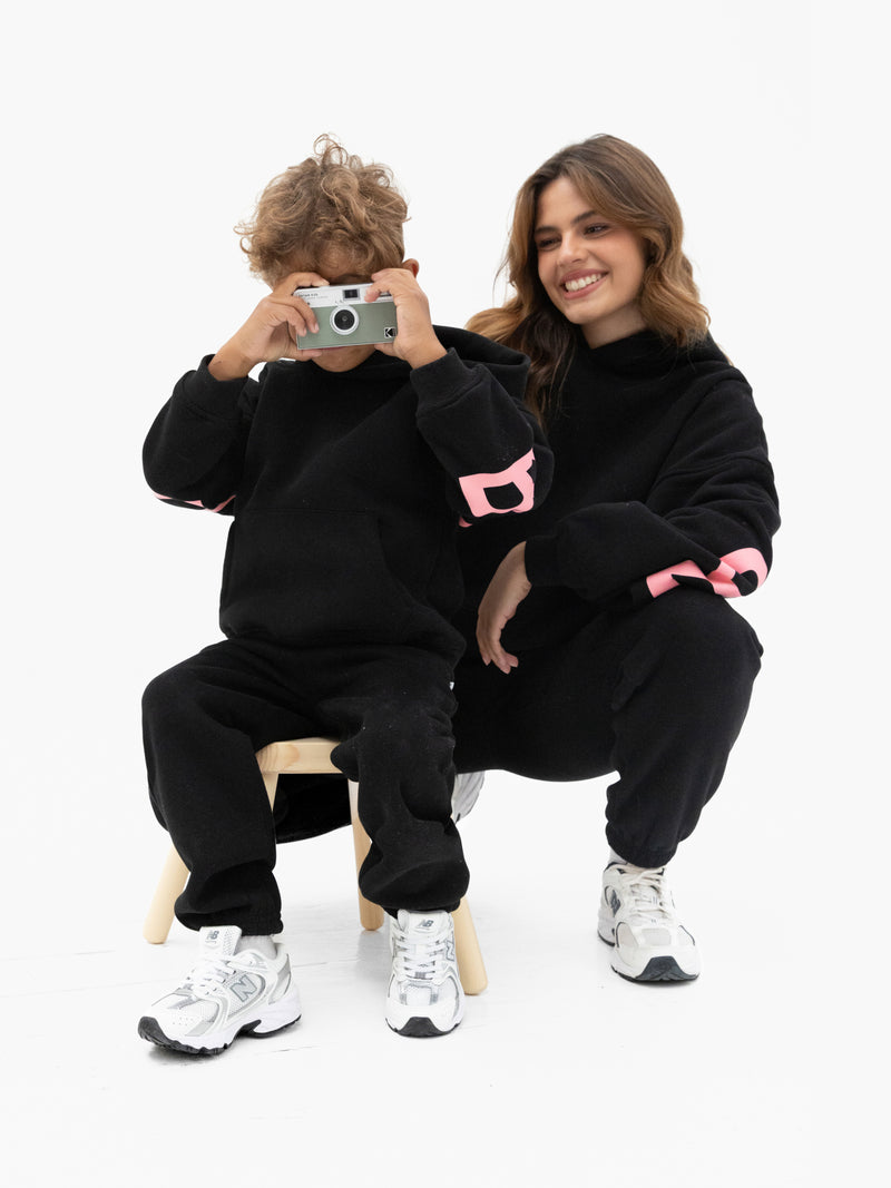 Mini Blakely Hoodie - Black & Pink